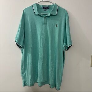 Polo Ralph Lauren Collared Shirt Mens XXL Blue‎ Teal Classic Fit Pony *flaw*